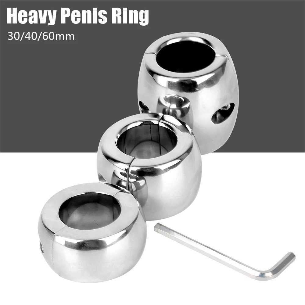 Nxy cockrings roestvrijstalen scrotum hanger ball testis gewicht brancards penis trainer terughoudendheid pik slot ring seks speelgoed voor mannen 240427