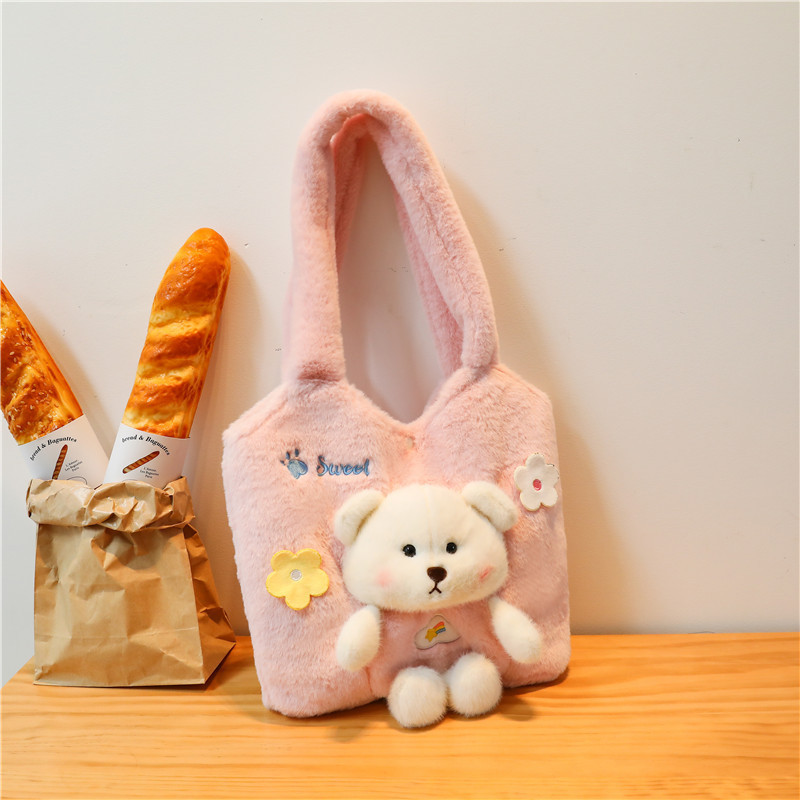 Новая маленькая медведя женская сумка милая плюшевая руна для кукол большая мощность кукольная игрушка сумки по день рождения подарок на день рождения оптом