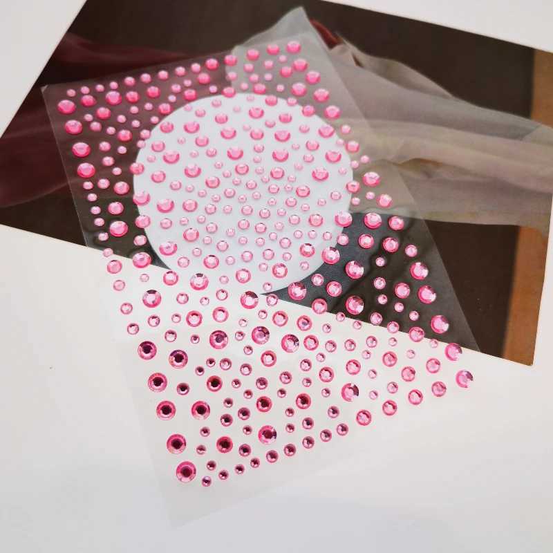 Tattoo Transfer 3-4-5-6mm Pink Diy Face Jewels Stickers Carnival Party Eyes Body Art Makeup 3D Art Supplies Stage Performance Tatoo Stickers 240427