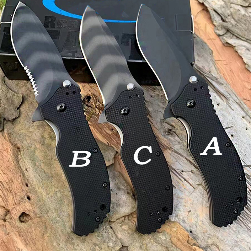 0350 Street All Black Half Tooth Folding Knife 3.25 Steel CPM S30V Handle Material G10 Handtagta bärbara campingverktyg