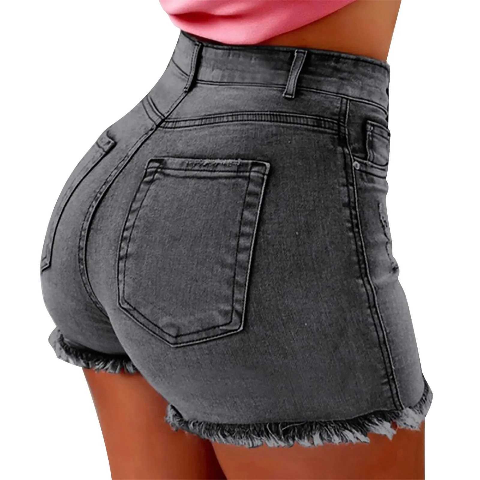 Shorts pour femmes shorts denim plus taille femme crue bord haute taie haute hanche sexy hotpants streetwear solide mini jeans d'été shorts crayons d'été s-5xl d240426