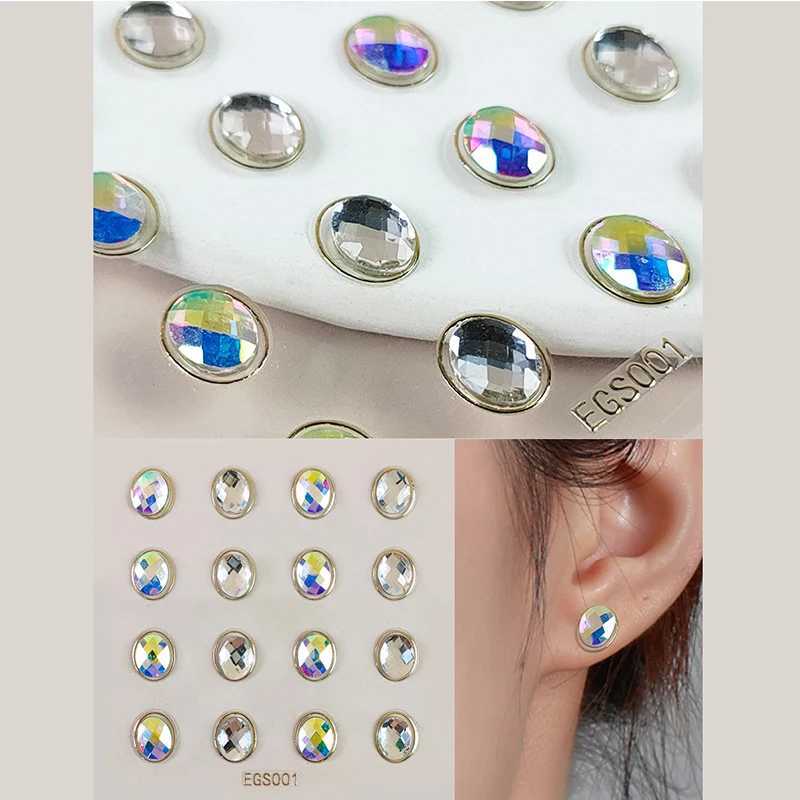 Tattoo overdracht 3d edelsteenstickers oorbellen stickers glitter schitterkristallen sticker strass rhinestone diamanten oorbellen zelfklevende stickers tatoeages 240426