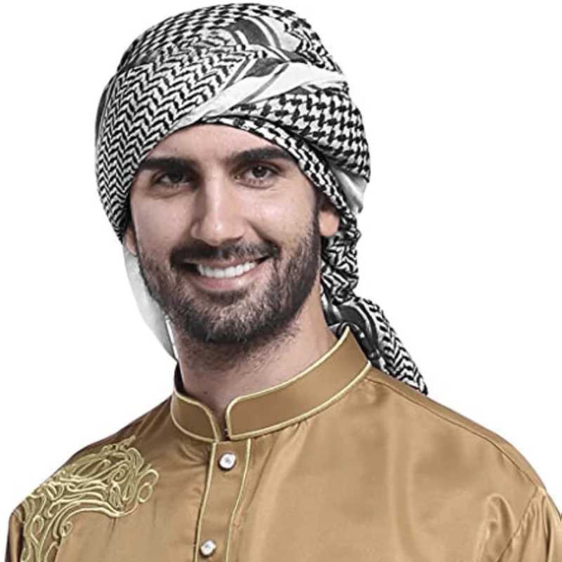 Bandanas Durag 55 inch 140cm mens large Arab Shemagh headscarf Muslim headscarf shawl Keffiyeh Arab scarf Bandana Bonnet headscarf 240426