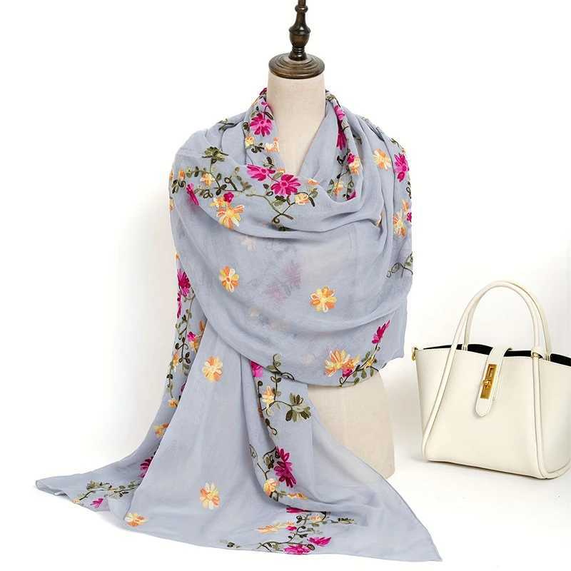 SHAWLS Modieus ontwerp geborduurd bloempatroon dames sjaal sjaal elegant en ademende dagelijkse veelzijdige accessoire 85 * 180 cm d240426