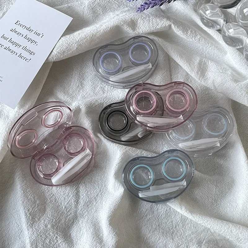 Accesorios de lentes de contacto Cajas de lentes de contacto con forma de corazón para mujeres Caja de lentes de contacto de viaje portátil con tweezer y palanca de succión D240426