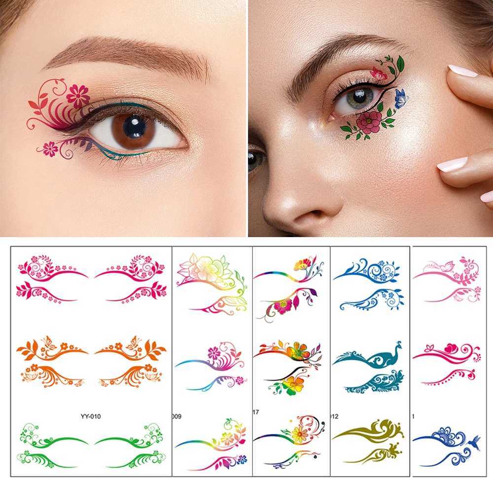 Tattoo Transfer Eye Shadow Tattoo Sticker Disposable Temporary Eye Tattoo Stickers DIY Sexy Makeup Eyeliner Face Sticker Eye Decal 240426