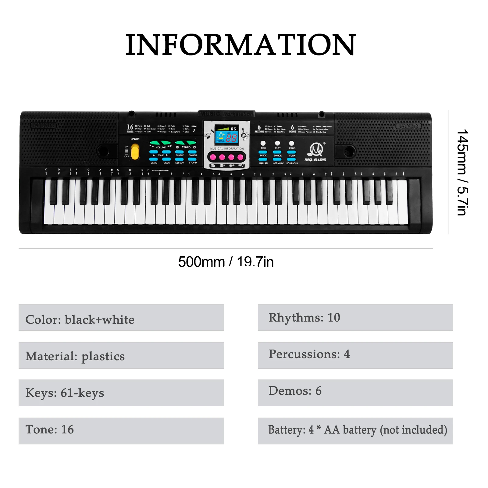 Tangentbord 61 Tangent elektroniskt tangentbord med digital skärm Kid Multifunktionellt elektriskt piano med mikrofongränssnitt för nybörjare