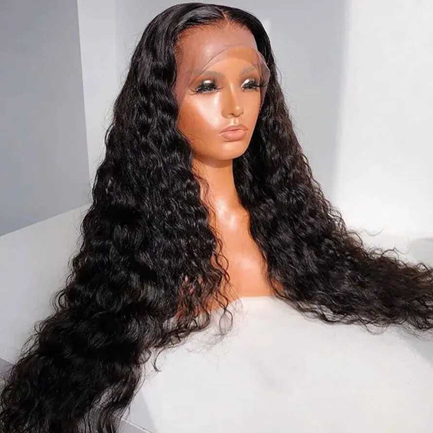 Synthetische pruiken 2024 NIEUW LAATS VOOR PAG 26 inch 180 Dichtheid Quiry Curly Synthetic Deep Water Waves geschikt voor zwarte vrouwen vooraf getrokken babyhaar Q240427