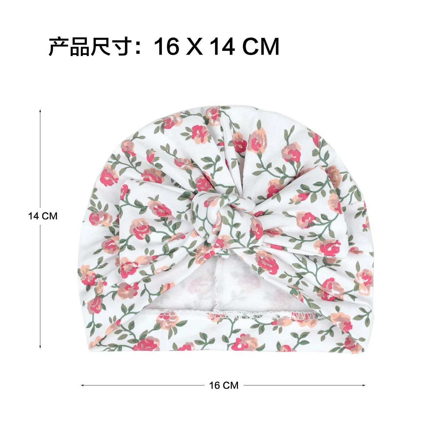 Bandanas Durag New Velvet Turbo Baby Beanie Caps Baby Hat Indian Girls Hat Turbo Flower Printed Baby Hat Baby Headband Childrens Headwear 240426