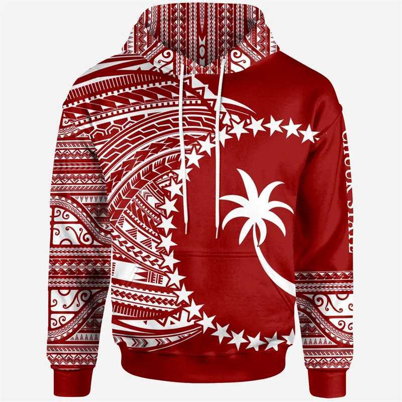 Sweatshirts Erkek Hoodies Sweatshirts 3D Baskılı Chuk Durum Arması Polinezya Dövmesi Lapu Sun Tribal Hoodie Erkek Moda Hoodie Zipper 240425