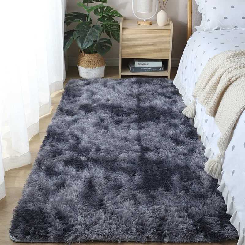 Carpets The new plush bed rug bedroom is covered with simple 2024 network red best-selling mat silk hair tie-dye living room carpet