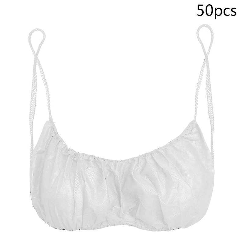 Moderskap intimat 50st kvinnor engångsbas elastiska strap spa topp underkläder icke-vävda brassieres d240426