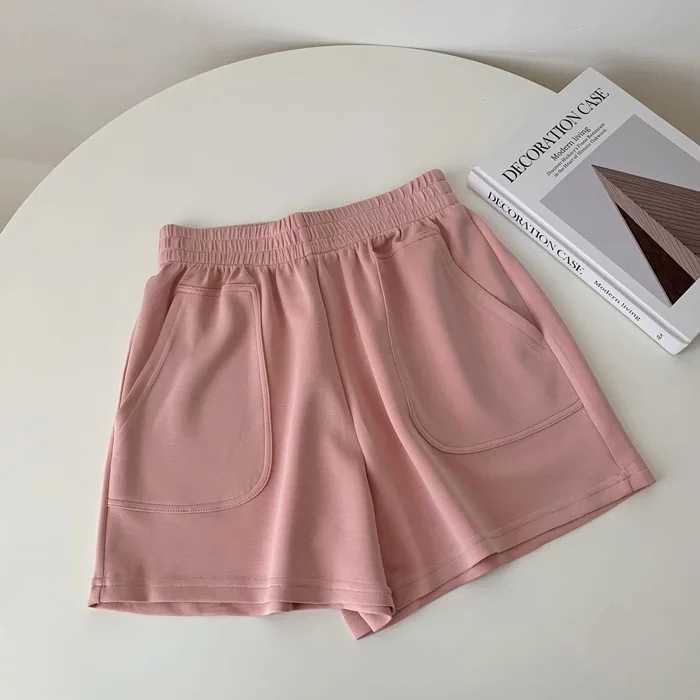 Women's Shorts Silky air layer wide-leg home shorts for women summer Korean style loose thin high-waist casual cool sports hot pants d240426