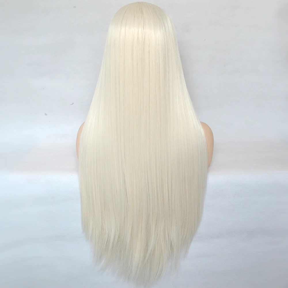 Синтетические парики Voguequeen Platinum Synthetic Lase Front Wig с прямым теплостойким волокном для ежедневного женского износа Q240427