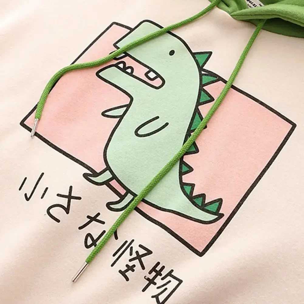 Hoodies Sweatshirts New Cartoon Mens Spring and Autumn Leisure Fashion Print Korean Sports Shirt Dinosaur Hoodie Top 240425