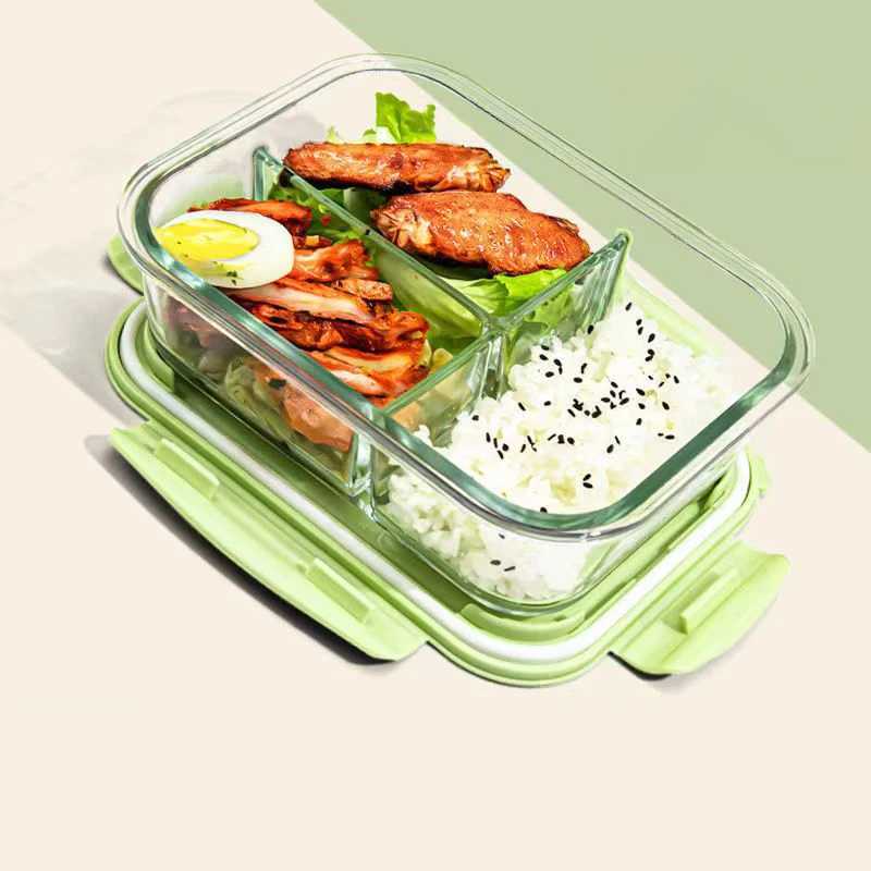 Bento Boxes New Style Lunch Box Glass 1050ML Microwave Food Container Company Q240427