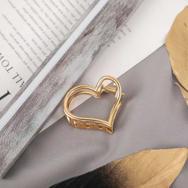 Hårklämmor Barrettes 2023 Fashion Hollow Metal Clip Simple Small Size Gold Geometric Armband Hink Shaped Womens Daily Daily