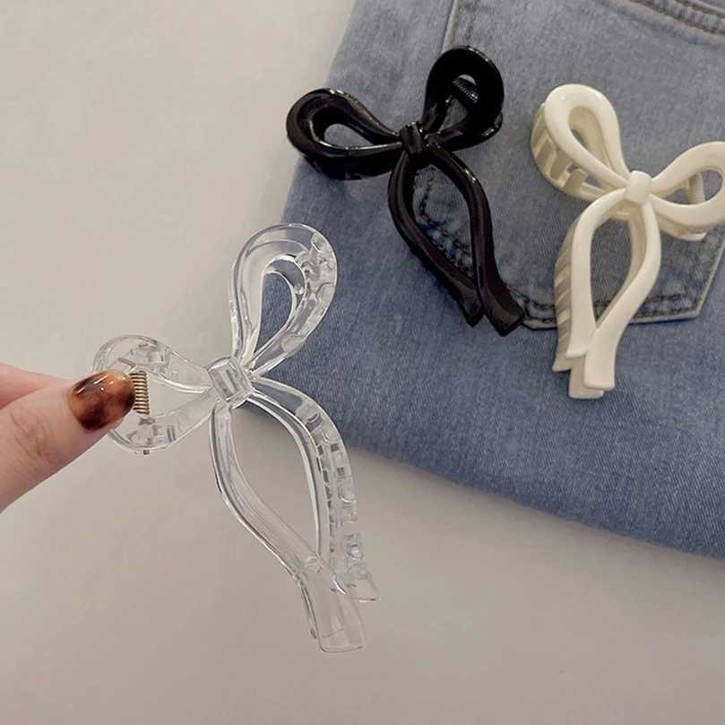 Clip capelli Barrettes Awaytr Cota di cavallo Bow Big Hair Crab Crabo Accessori Womens Solid Acrilic Knot Clip Girls Bucket