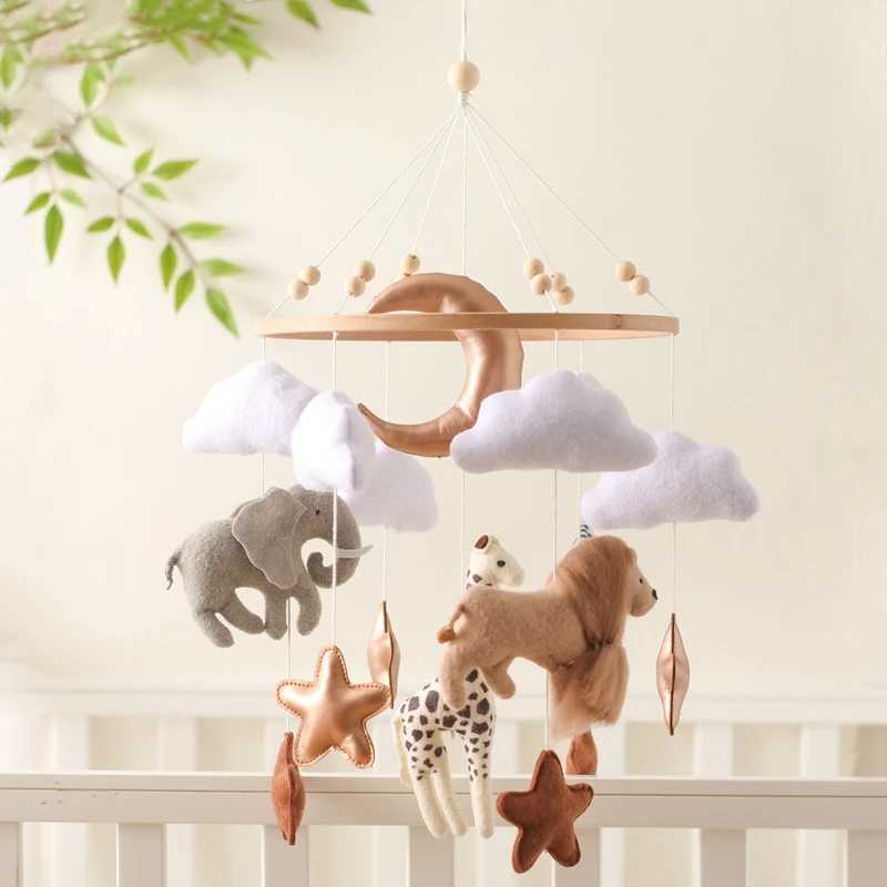 RA78 Mobiles# Baby Cribs Drewniane wiszące ramię Królestwo Królestwo Królestwo Bell Room Dekoracja Dekoracja za 0 12 miesięcy Baby Wooden Toys Mobile wieszak D240426