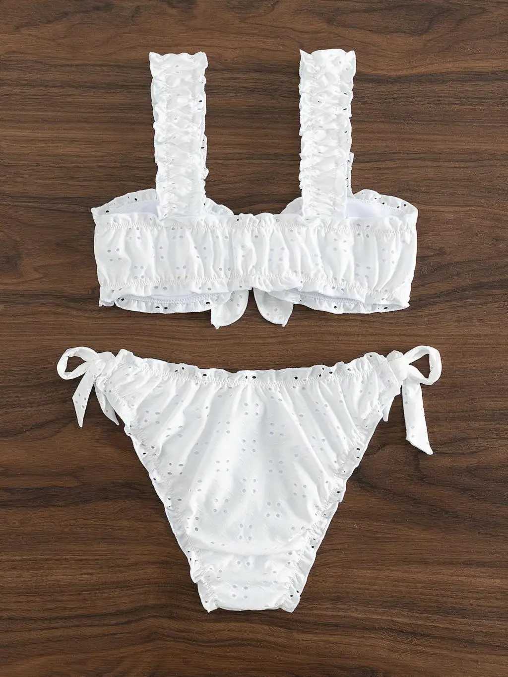 Dames badkleding schiffy knoop front tie side bikini's 2024 witte zwempak vrouwen badmode