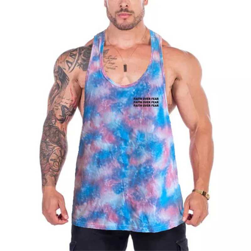 Men's Tank Tops Camouflage Faith Overcomes Fear Printed Gym Vest Mens Fitness Sports T-shirt Mesh Breathable Quick Drying Muscle VestL2404