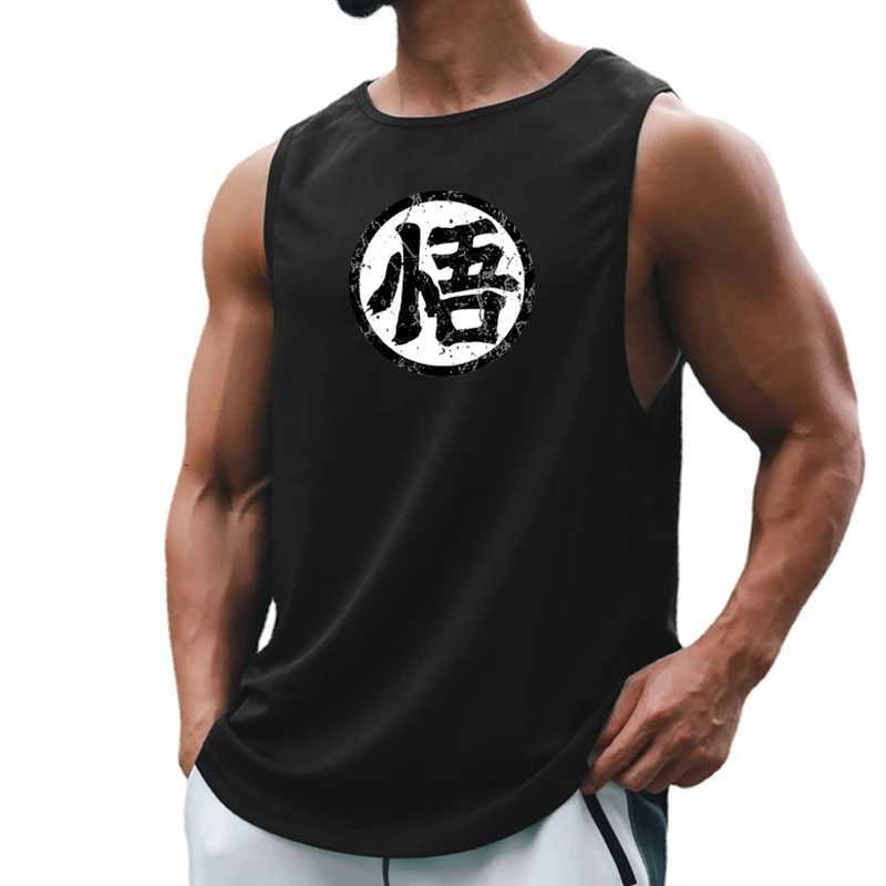 Débardeur pour hommes anime japonais wu police imprimé pour hommes vêtements de gym de gym de fitness single ensemble de séchage rapide