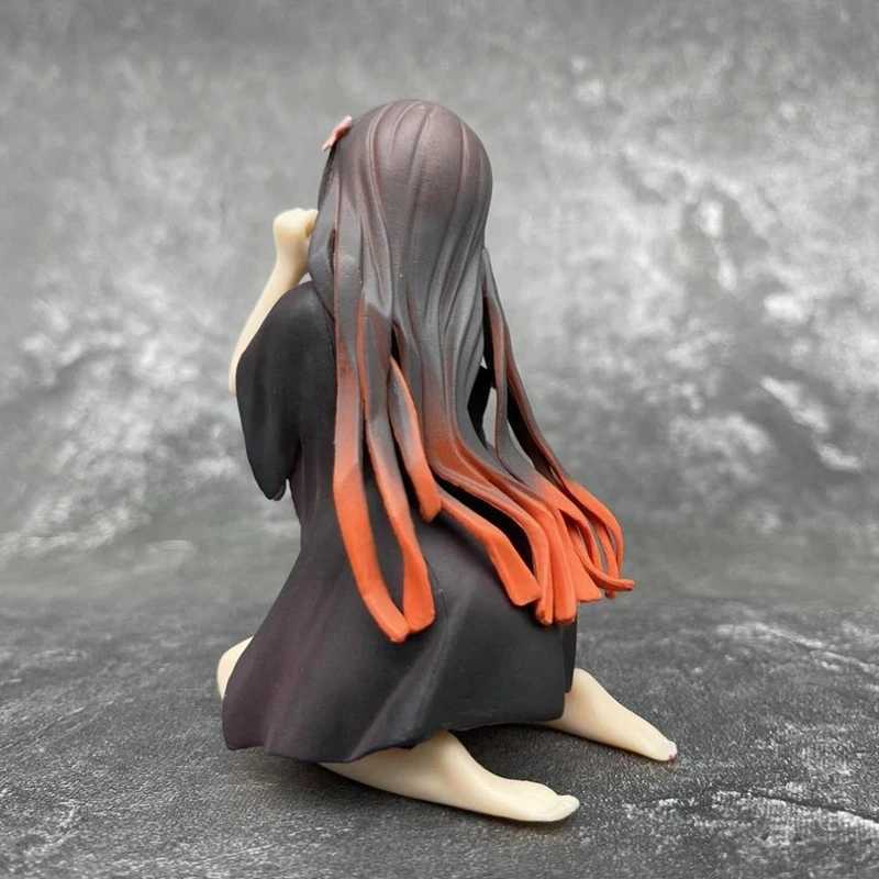 Anime Manga 12CM Demon Killer Kamado Nezuko Kneeling Kimono Dress Model Toy PVC Doll Toy Gift Series Static DollL2404