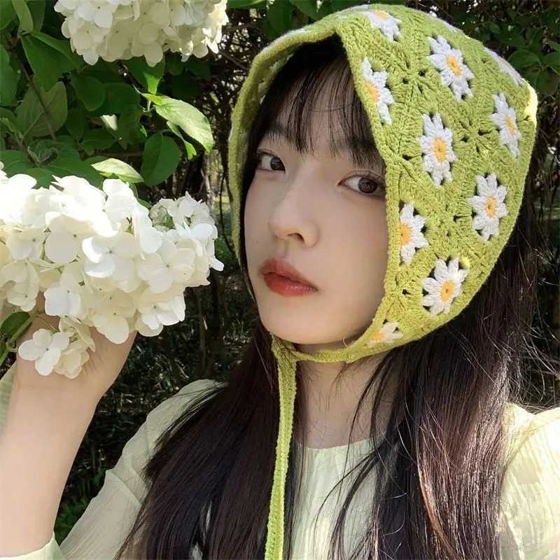 Bandanas Durag Korean Daisy Fleur Strawberry MAINMATED CORCHED HOLLOW TRIANGLE BAND TOUBLE