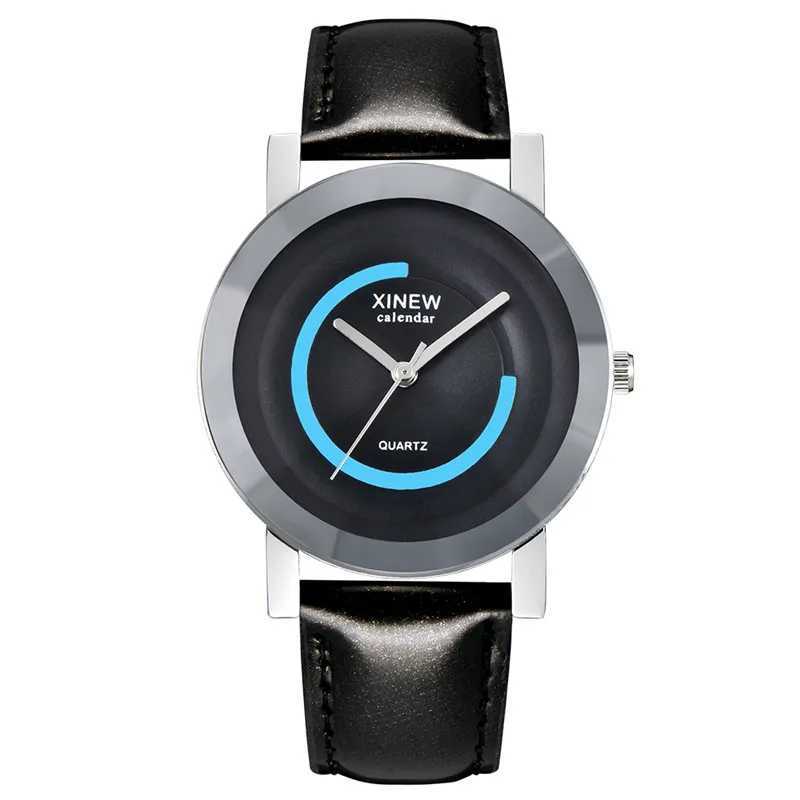 Polshorloges reloj hombre xinew merk goedkope es voor mannen mode lederen band eenvoudige geschenk quartz klok zwart erkek barato saat Montre 2024 Q240426