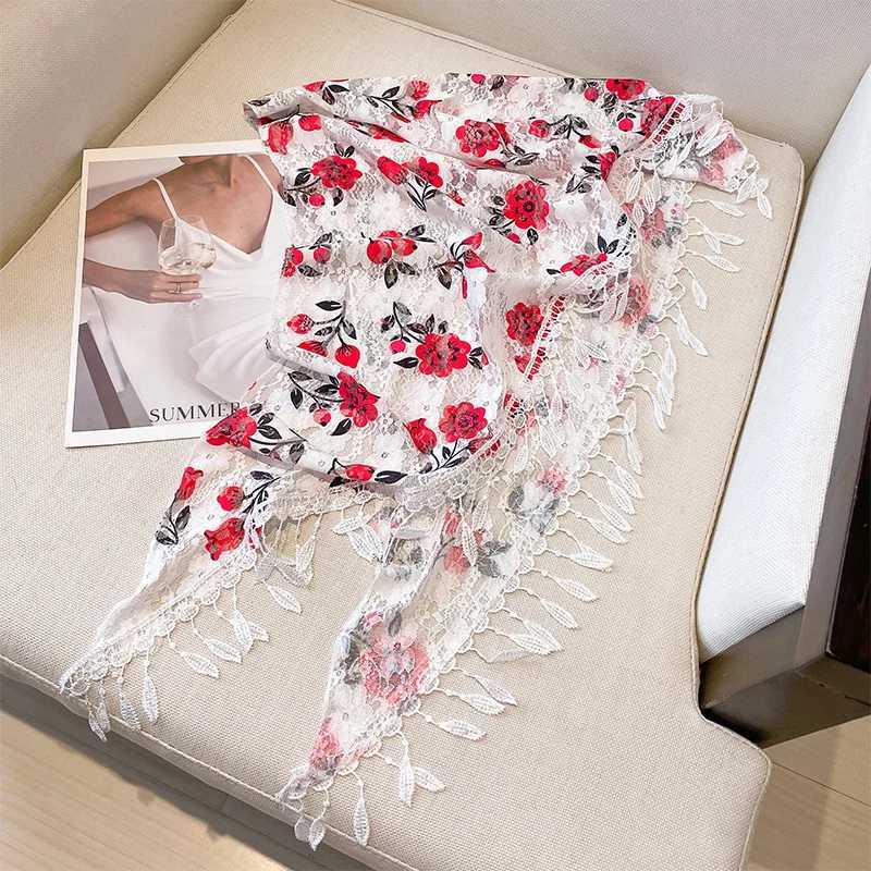 Shawls Women Tassel Wrap Shawl Flower Lace Scarves Lady Fashion Wedding Headscarves Female Spring Summer Photo Props Accessories 2023 d240426