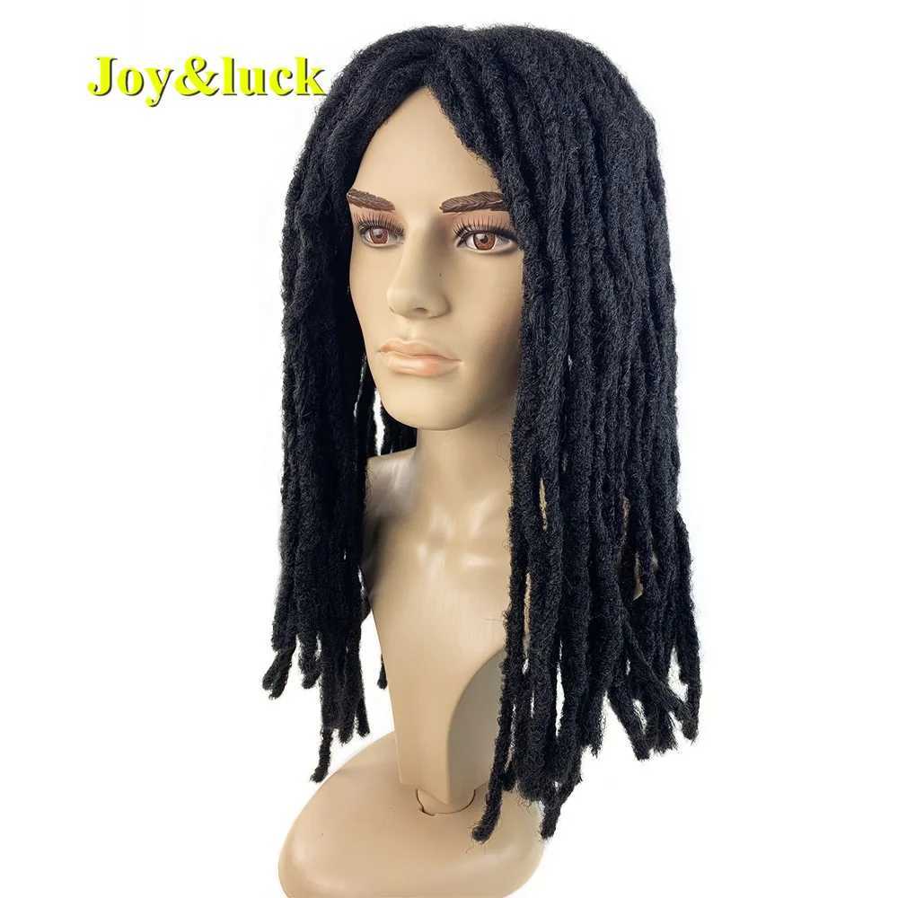 Perruques synthétiques pour hommes à cheveux longs perruque synthétique Black Horror Lock droit Crochet tissé de la partie moyenne quotidienne Q240427