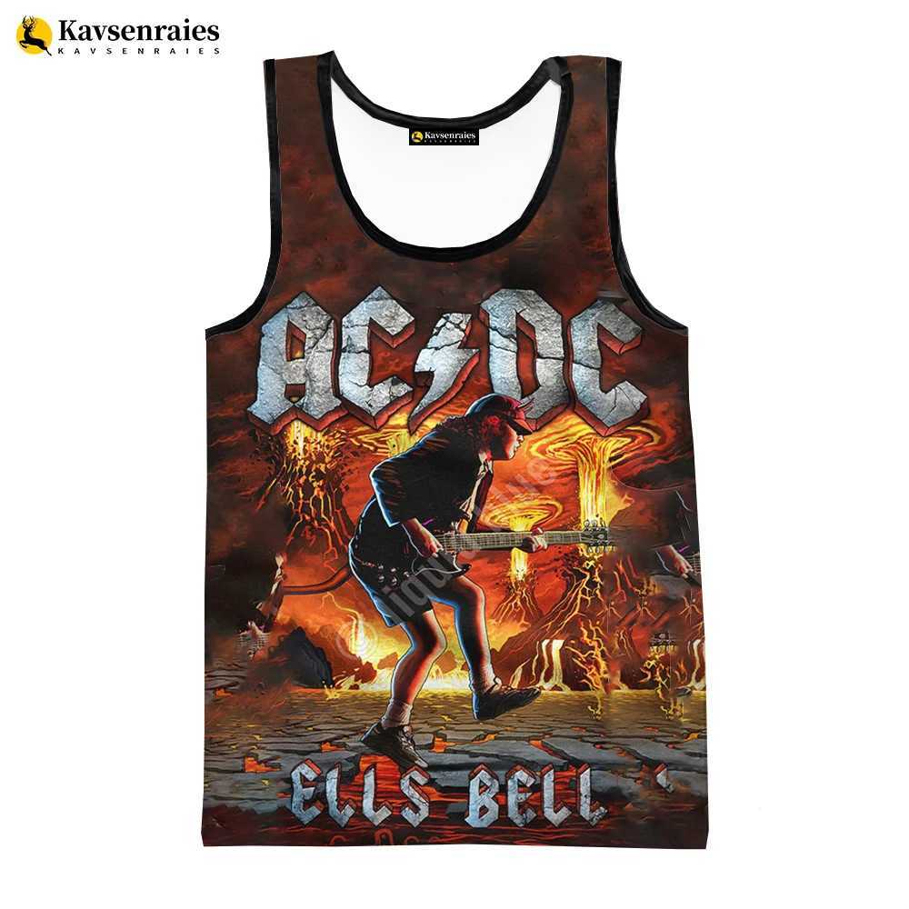 Tobs de débardeur masculine Nouvelle lettre de rock à la mode 3D débardeur imprimé pour hommes Casual AC AC DC imprimé sans manches TOPL2404