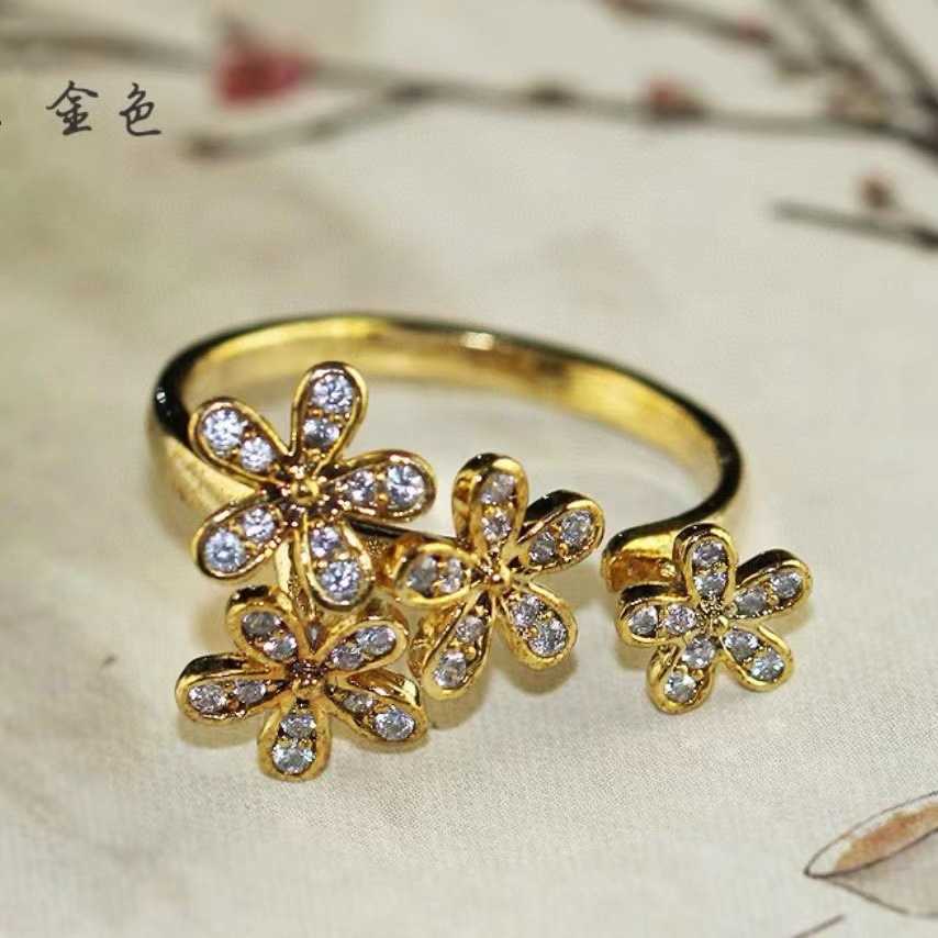 Merk sieraden originele bestelwagenring 925 puur verzilverde 18k gouden volledige diamant open precisie