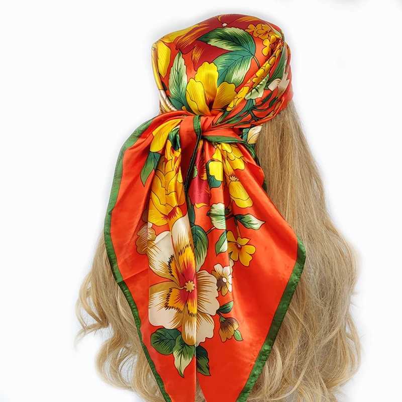 Bandanas Durag Square Scalf Scarf Modna Satynowa satynowa nadrukowana szalik na szyję damski opaska na głowę Kerchief Women Pabandka szal Akcesoria 240426