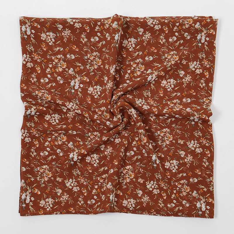 Bandanas Durag 145cm Flower Square Chiffon Diadema de la diadema de flores musulmanas para mujer con estoles de chal de leopardo Maldivas Maldivas 240426