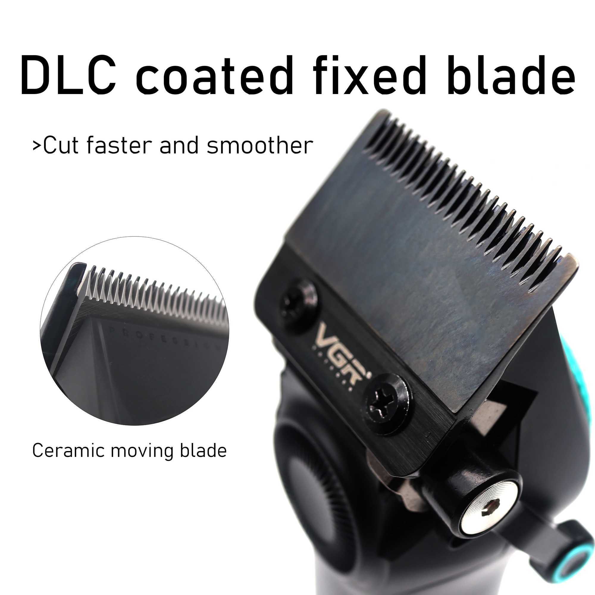 Триммер для волос VGR V-001 Mens Professional Clipper DLC Blade All Metal Hair Base Charger Ceramic Mobile 9000 об / мин Q240427