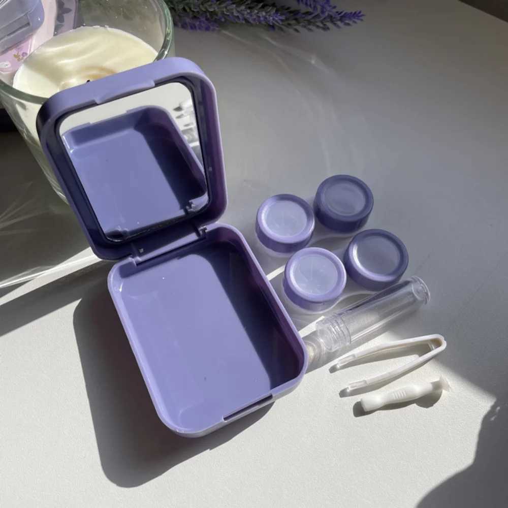 ACCESSIONS DE CONTACT DE CONTRAT 1 pièce Boîte de contacts de beauté Purple Tulip Portable Contact Lens Box Companion Box Deux-Pack Eye Lenses Holder Container D240426