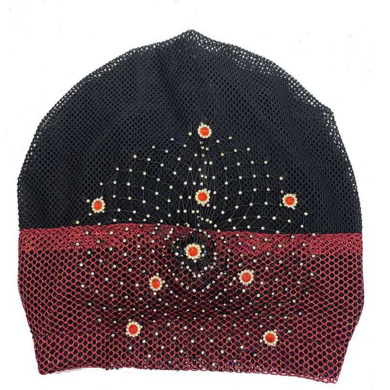 Bandanas Durag Elegant Flower Bead Womens Turbo Hat Winter Womens Muslim Bandband Hat Band Band Band Band 240426