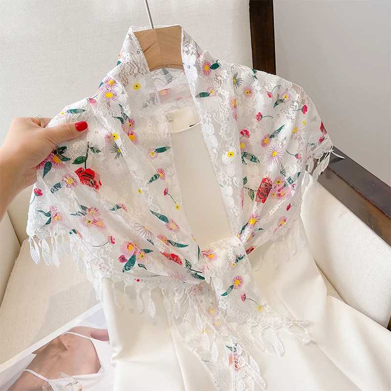 Shawls Women Tassel Wrap Shawl Flower Lace Scarves Lady Fashion Wedding Headscarves Female Spring Summer Photo Props Accessories 2023 d240426