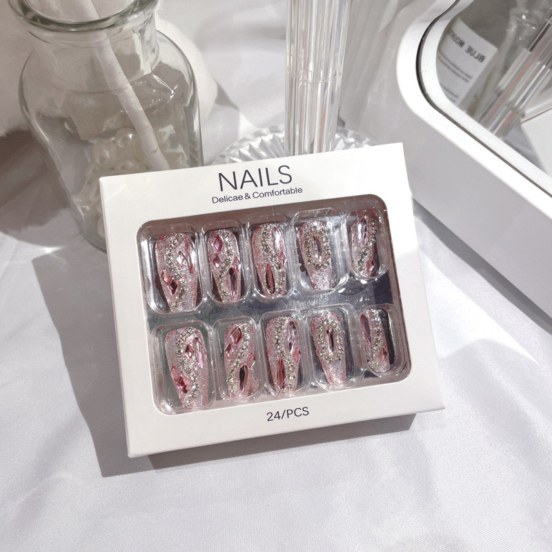 Falso unhas Falsas unhas 3d Conjunto falso Pressione em falsas dicas reutilisable Acessórios de manicure diy nude glitter acrílico kit sênior beleza de moda vestida vestível