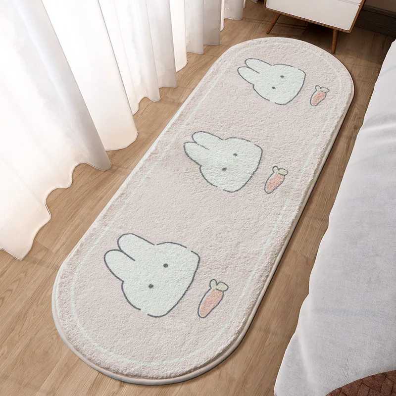 Tapijten Kinderkamer Slaapkamer Lang tapijt Super-dichtheid Fluffy Pluche Kawaii Bedide Bodemmat Absorberende niet-slip badkamer Doormat Gebied Tapijten