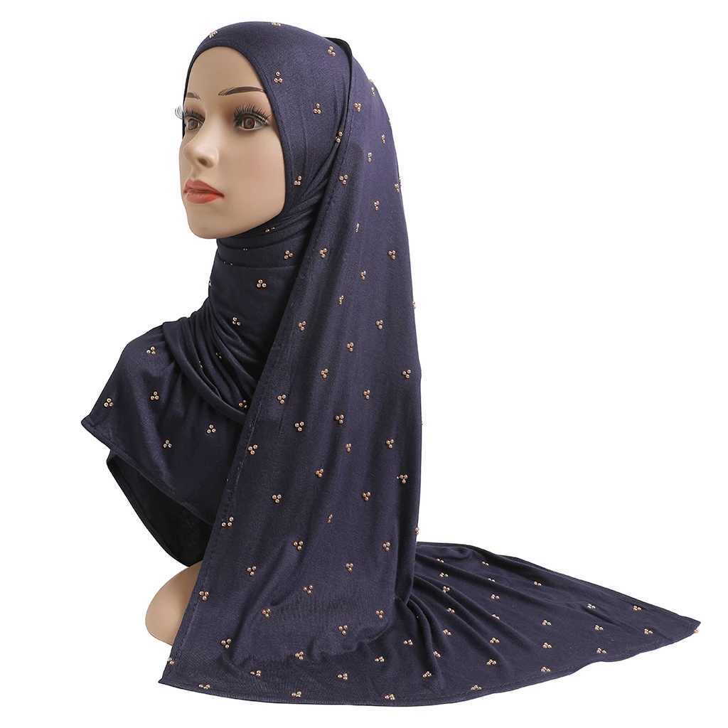 Bandanas Durag H201 Écharpe en tricot en coton doux de haute qualité avec perles Modal Headscarf Femmerscarf 240426