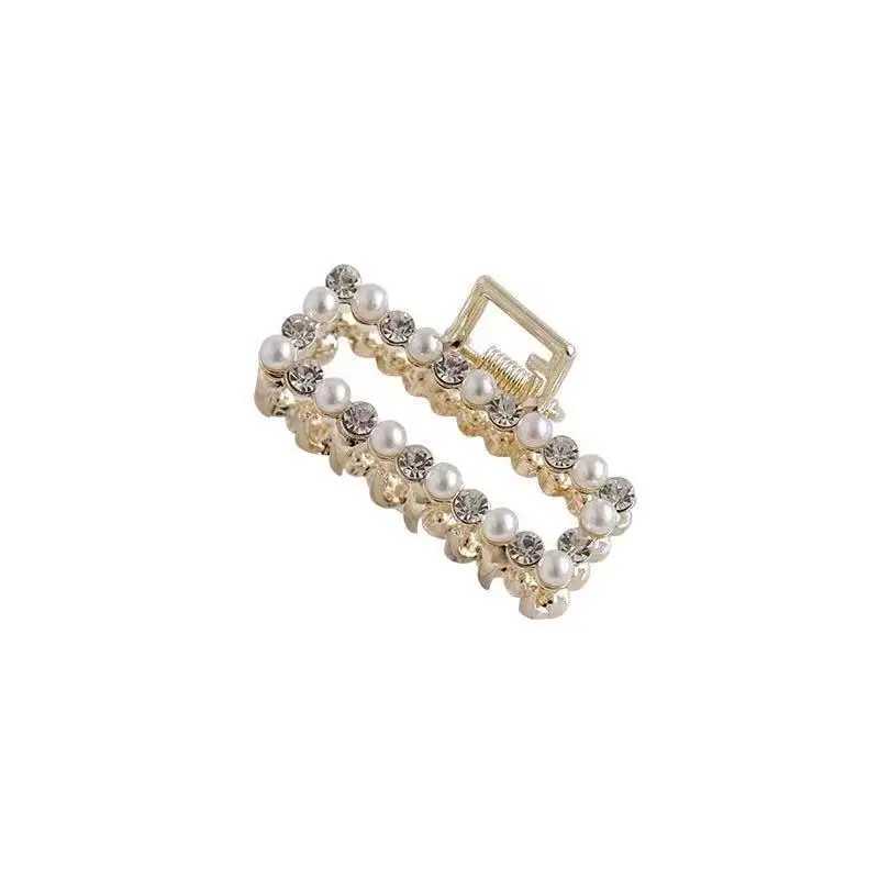 Hårklämmor Barrettes Pearl Water Diamond Grab Clip Elegant Hair Female Bucket