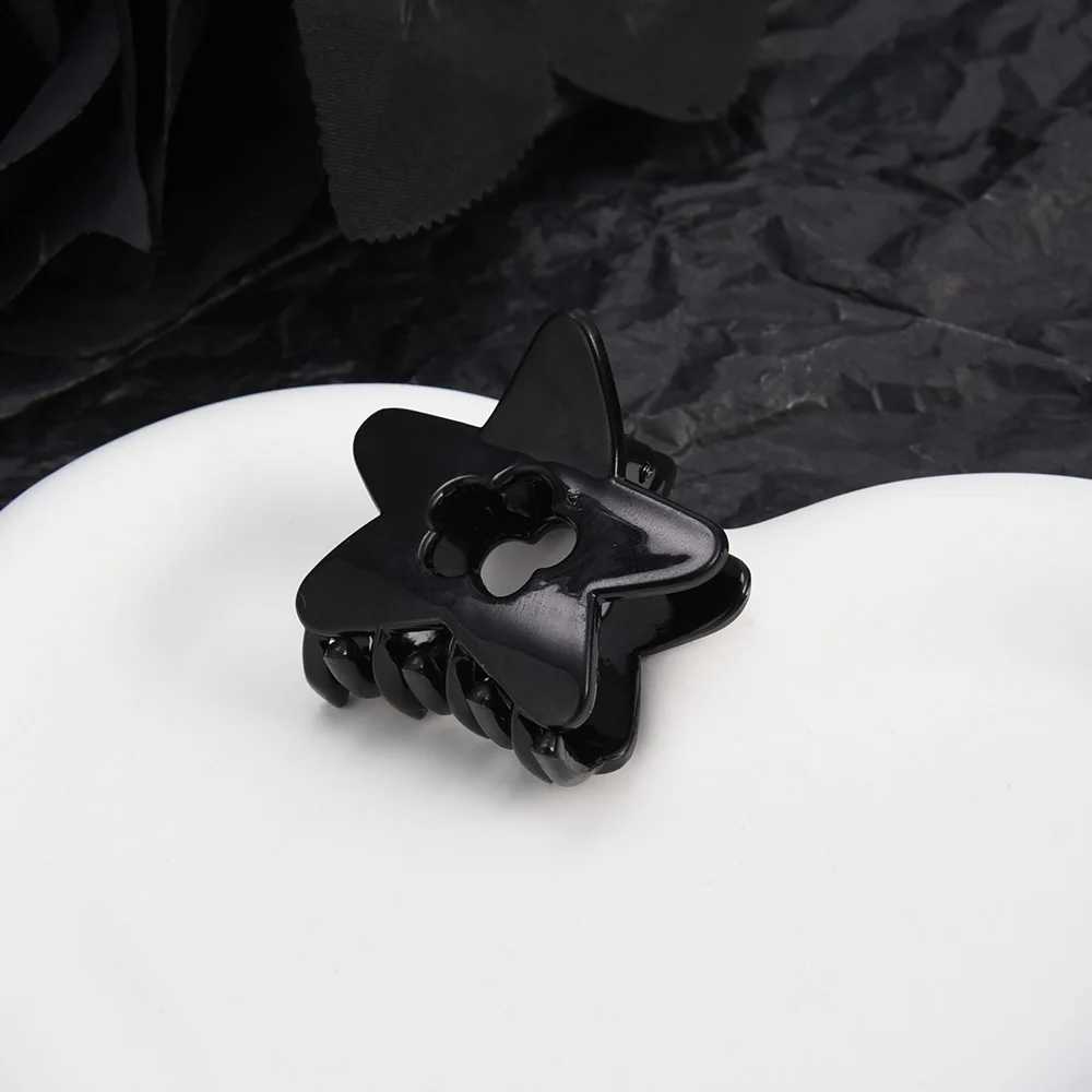 Hårklämmor Barrettes Y2K Black Star Clip Fashionable Sweet Hollow Pentagram Flower Spicy Girl Punk Shark Hair Claw Pin Bucket