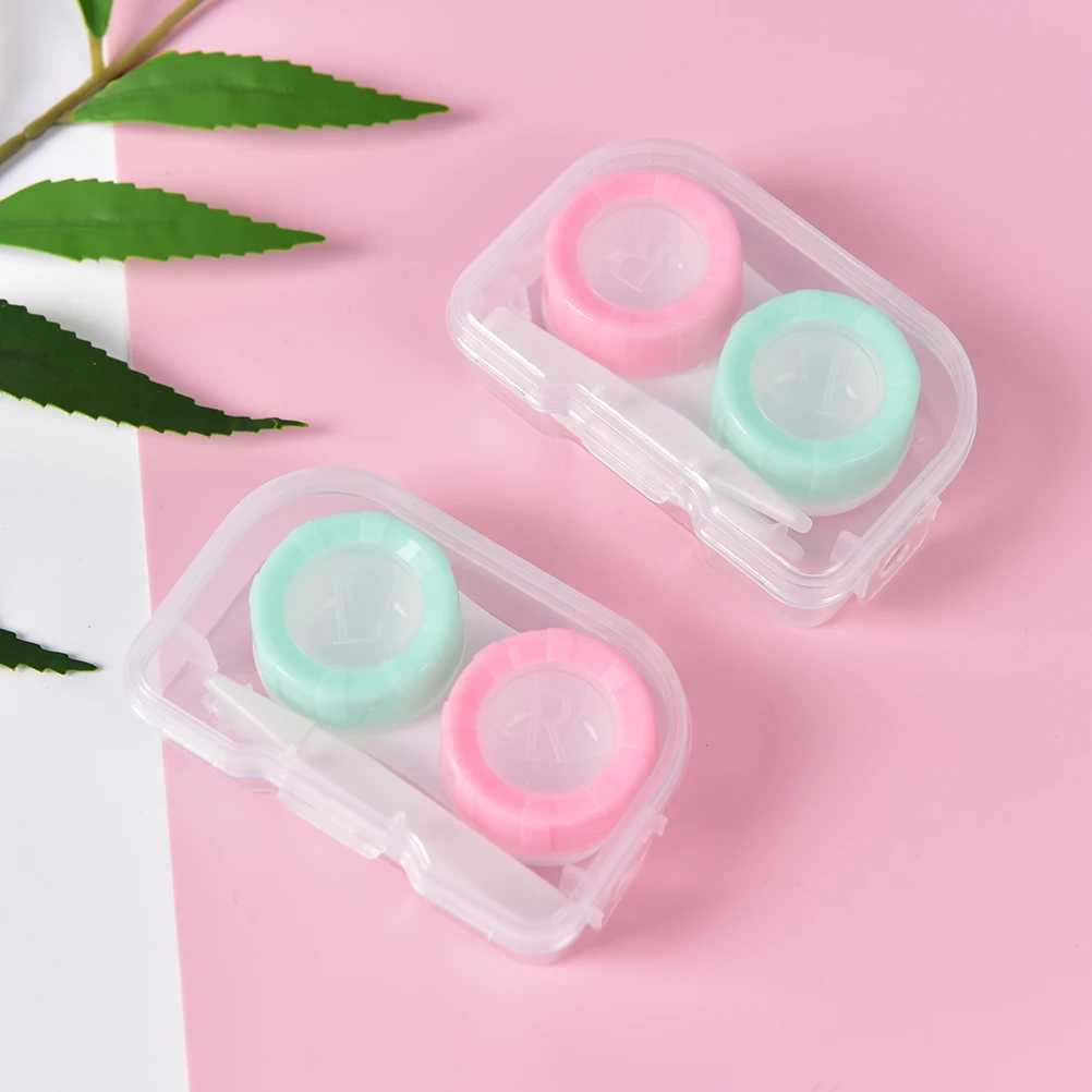 Contacts Lens Accessoires Plastique Contact Lens Box Boîte Mignon Small Small Mini Twezer Stick Eyewear Sac Container Contact Lenses SAK Rangement Random D240426