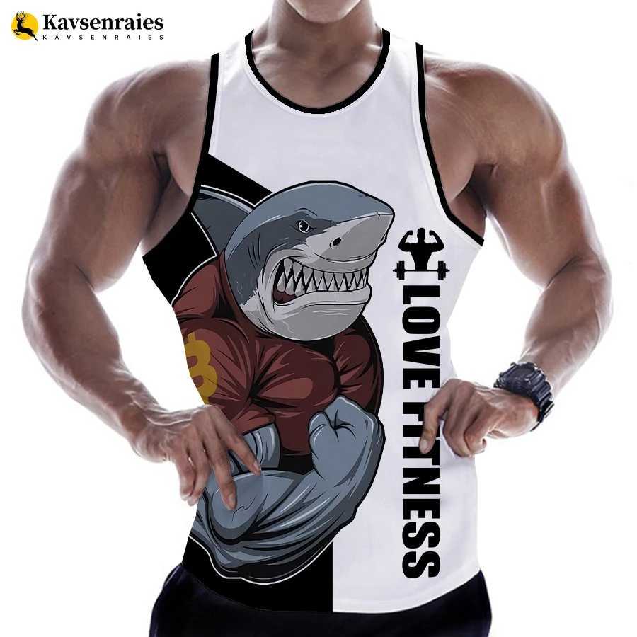 Débardeur pour hommes Rowena Love Fitness 3D Tank imprimé Letter Animal Top Imprimé T-shirt Verte sans manches Harajuku Mens Street Clothing Gym T-shirtl2403l2403