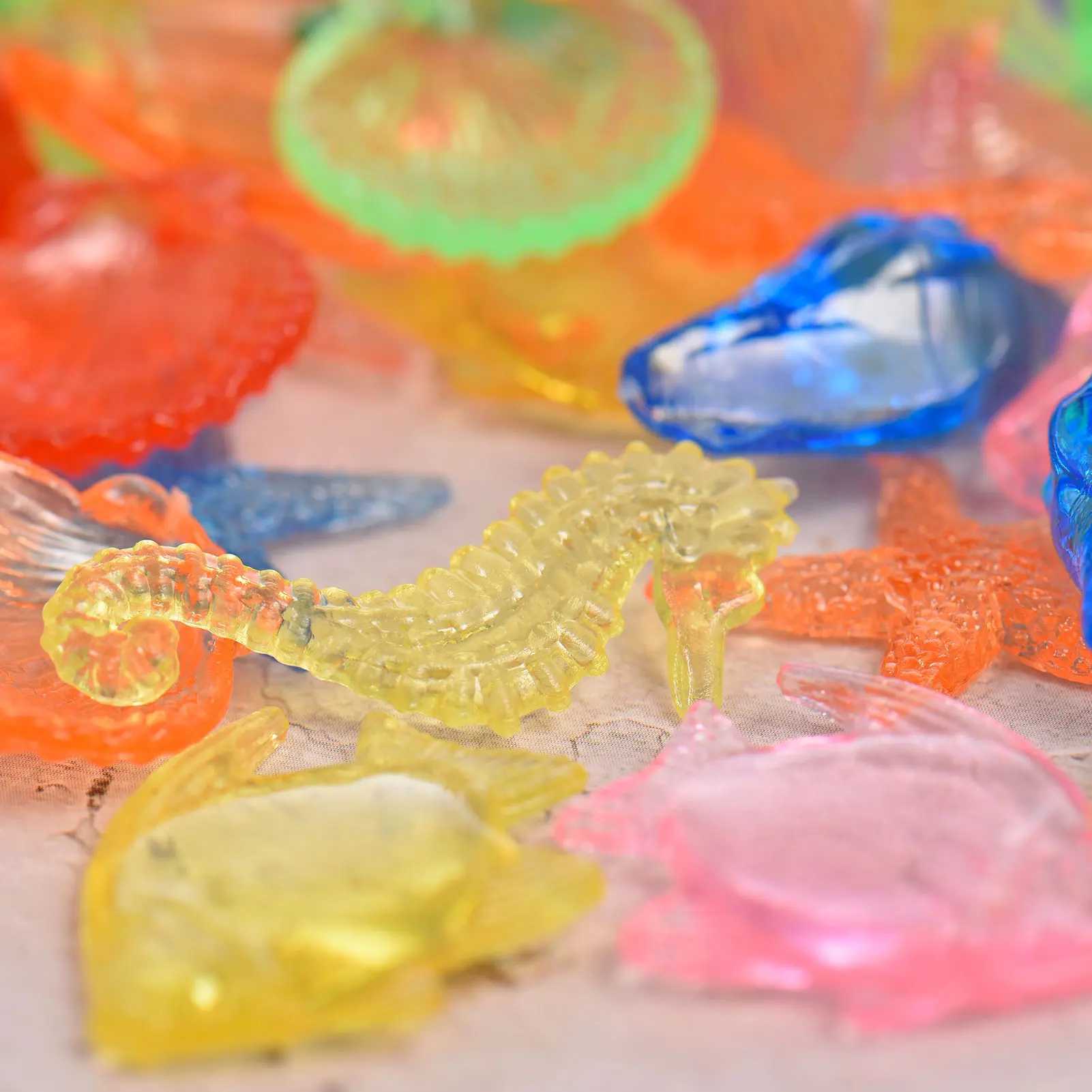 Baby Bath Toys Colorful Sea Animals Sequhell Starfish Shaped Clear Acrylic Gems Enfants Crystal Jewels Summer Swimming Diving