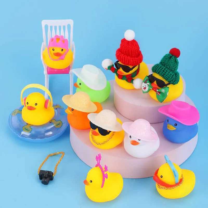 Zabawki do kąpieli dla niemowląt gumowa kaczka dla dzieci zabawki pokój dziecięcy urocze gumowe kaczki samochodowe dekoracja