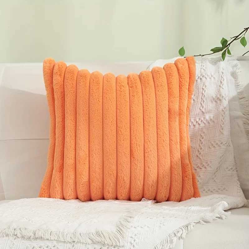 Kissen/dekoratives Kunstpelzkissenabdeckung gestreiftes Wurfabdeckung für Wohnzimmer Schlafzimmer Sofa Luxus Wurfkoffer 18*18 Zoll Home Decro Orange