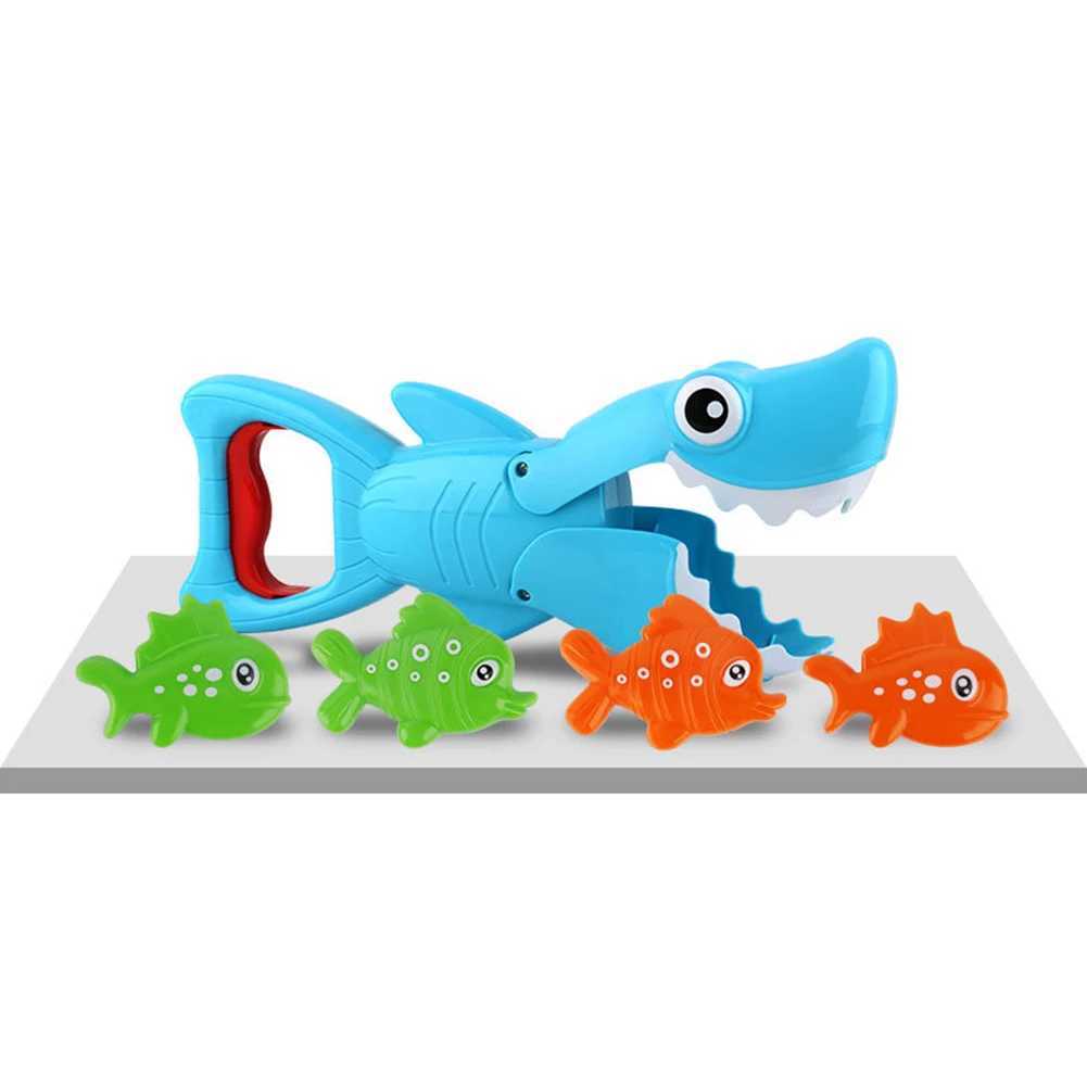 Baby Bath Toys Lustige Haifischgrabber -Bad Spielzeug für Jungen Mädchen fangen Spiel mit 4 Fischen Badewanne interaktiver Badepuzzle Fischereiwasserspielzeug